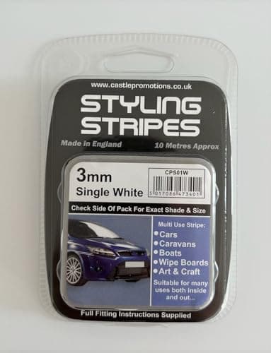 Image of Pin Stripe 3mm x 10mtr Self Adhesive Car Pin Stripe Black - White - Red - Gold - Silver Coach Tape Styling Stripe (White)