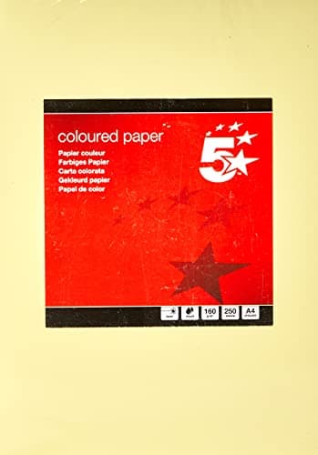 Image of 5 Star Coloured Card Multifunctional 160gsm A4 Light Yellow [250 Sheets]