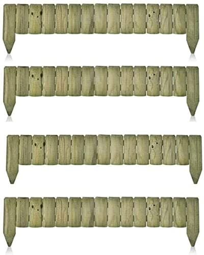 Image of MATCHLESS Unique (Pack of 4) 1M Log Wooden Fixed Picket Log Border Fence Garden Outdoor Lawn Edging Wooden Edging Fence for Flower Beds Lawns Paths