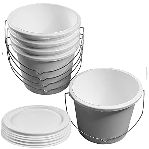 Image of Plastic Paint Kettle Container with Metal Handle and Lid - Buckets, Tubs, Mixing Pots, Paint Kettle with Lids, Storage Containers, Clear Tubs, Empty Pots for paints and Paste 2.5 Litre (5)