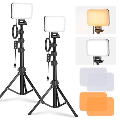Image of NEEWER BASICS LED Video Light, 2 Pack Studio Panel Key Lighting Kit with Tripod Stands & Filters, Bi Color Dimmable Portable 3200~5600K CRI95 750lux for Photography Recording Streaming Podcast, BP66