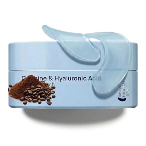 Image of Caffeine Eye Patches, Under Eye Patches for Puffy Eyes & Dark Circles, Korean Under Eye Hydrogel Masks for Eye Bags & Wrinkles with Hyaluronic Acid, Hydrating & Cooling Pads Skincare