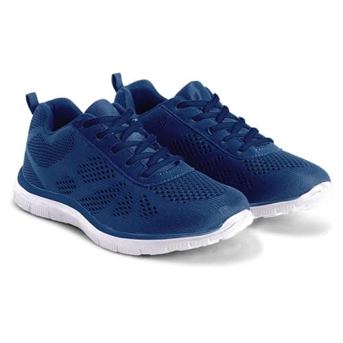Image of Get Fit Women's Lightweight Running Trainers - Breathable Mesh Gym Shoes with Cushioned Sole - Comfortable Walking & Fitness Sneakers - Lace-Up Athletic Footwear - Navy - 4-37