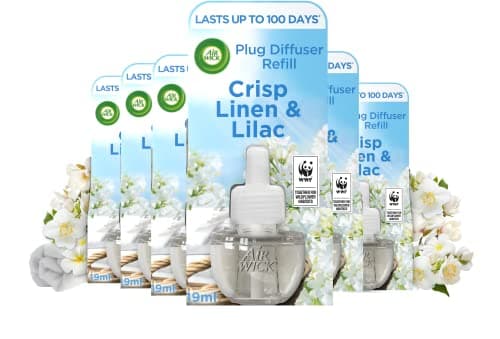 Image of Air Wick |Crisp Linen & Lilac |Plug in Air Freshener Refill |19ml| Pack of 6