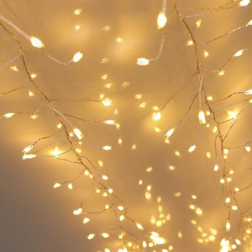 Image of Qbis Cluster Lights, 400 LEDs on Silver Wire – Warm White Christmas Fairy String Lights Plug-in (400 LED Warm White (Silver Wire))