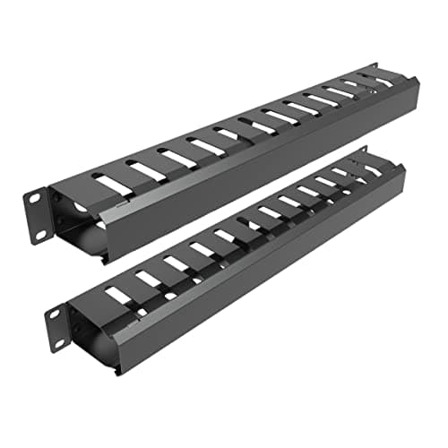 Image of Jingchengmei 2 Pack of All Metal 1U Cable Management Horizontal Rack Mount Cable Manager with 12 Big Finger Slots for 19-inch Server Rack or Cabinet