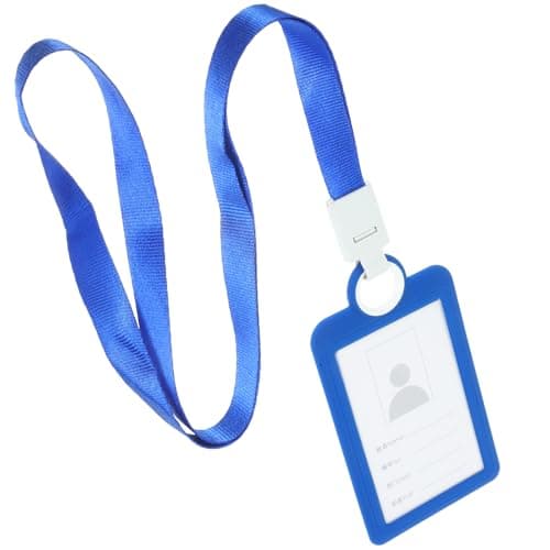 Image of HOMOCONO Blue Soft Silicone Card Holder with Lanyard, Sturdy Anti-wear Badge Sleeve for Protecting Library and School Cards, Suitable for Office Staff and Factory Workers