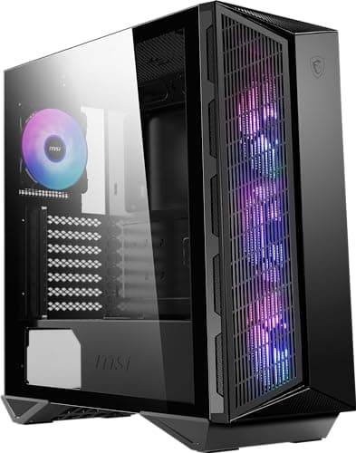 Image of MSI MPG GUNGNIR 111R Mid Tower Gaming PC Case - Black, 4 x 120mm ARGB Fans, USB 3.2 Gen2x2 Type-C, Tempered Glass Panel, Magnetic Dust Filter, Mystic Light RGB, ATX, m-ATX, Mini-ITX