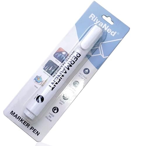 Image of RiyaNed White Acrylic Pens,Waterproof Permanent Marker 2.0mm Quick-drying Suitable for ceramic, stone, canvas, metal, wood, glass, Easter eggs, Christmas decoration design painting.