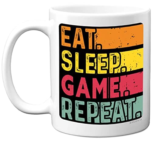 Image of Stuff4 Birthday Mug Gifts for Men Women Him Her - Eat, Sleep, Game, Repeat - Funny Happy Birthday Present Gift for Video Gaming Gamer Lovers, 11oz Ceramic Dishwasher Safe Premium Mugs