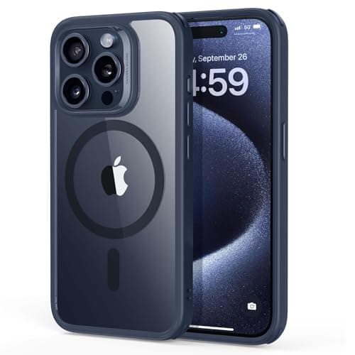 Image of ESR for iPhone 15 Pro Max Case, Compatible with MagSafe, Military-Grade Protection, Yellowing Resistant, Scratch-Resistant Back, Magnetic Phone Case, Classic Series, Clear Dark Blue