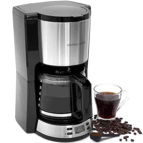 Image of andrew james 1.5L Drip Filter Coffee Maker, Programmable Keep Warm Function, Easy to Use Coffee Machine for Fresh Brewed Coffee, Ideal for Home, Office, or Kitchen, Perfect for Daily Use