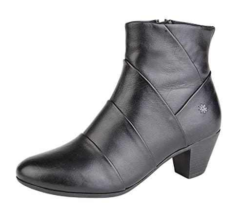 Image of Cipriata Womens Ladies Real Leather Memory Foam Mid Heel Zip Ankle Boots Black Size 6