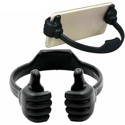Image of Thumbs up Cell Phone Holder, Adjustable Silicone Tablet Stand, Universal Cell Phone Holder for Desk, Portable Desktop OK Stands for Smart Phones, Gifts for Christmas (Black)