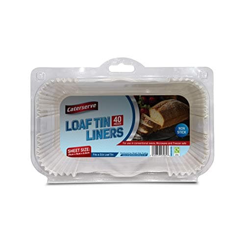 Image of Caterserve 40 Loaf Tin Liners | Fits 2lb Loaf Tins for Baking | Non-Stick Bread Tins | Baking Paper Compatible with Conventional Ovens,Air Fryer, Microwaves, | Ideal for Home Use, Catering