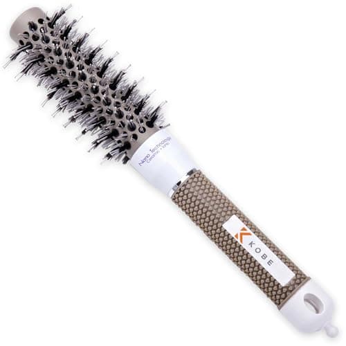 Image of Kobe Professional Ionic Double Bristle Hairbrush - 25mm Core - Heat Retaining Ceramic Barrel with Wild Boar and Nylon Bristles