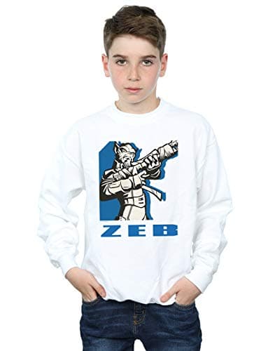 Image of Absolute Cult Star Wars Boys Rebels Zeb Sweatshirt White 5-6 Years