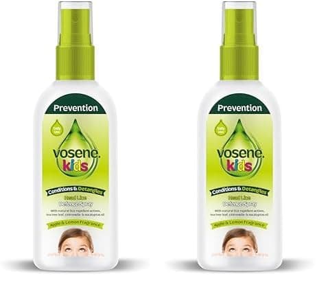 Image of Vosene Kids Apple & Lemon Head Lice Defence Spray 150ml, Conditioning and detangling Natural Head lice Repellent with Tea Tree Leaf, citronella and Eucalyptus Oil, Helps to Keep headlice at Bay.