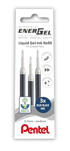 Image of Pentel EnerGel 0.7mm Refill Wallet of 3 - Blue Black