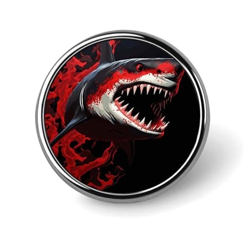 Image of Red-black Shark Brooch Pins Premium Alloy Non-Tarnish Clothing Badge Exquisite Burr-Free Dress Ornament, Fashion Elegant Daily Wear Safety Push Pin for Decor & Ideal Gifts