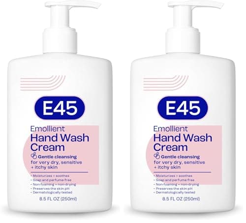 Image of E45 Cream Body Wash 250 ml - Dermatological Emollient Wash Cream - Soap Free Emollient Cream Body Wash for Women & Men - Gentle Shower Cream to Clean & Relieve Dry, Itchy & Irritated Eczema Prone Skin