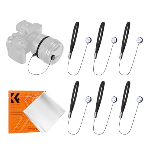 Image of K&F Concept 6 Pack Lens Cap Leash Elastic Lens Cap Keeper Holder Prevent Lens Cap Lost Compatible with Canon Nikon Fuji SLR Digital Camera String Strap