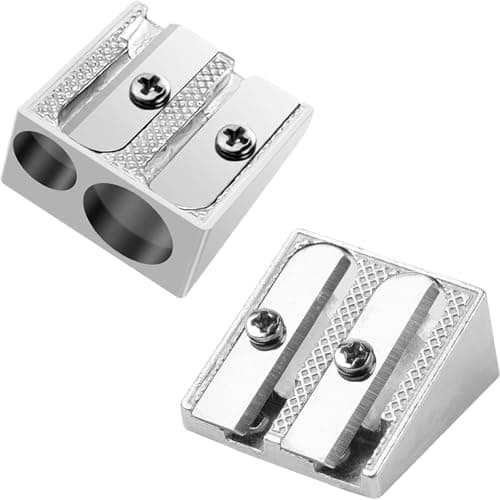 Image of GZSYWZ 2PCS Metal Pencil Sharpeners with 2 Holes - Metal Handheld Pencil Sharpener for Students School Home Office Supply
