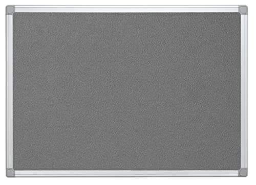 Image of Q-Connect Aluminium Frame Felt Noticeboard with Fixing Kit 900x600mm Grey