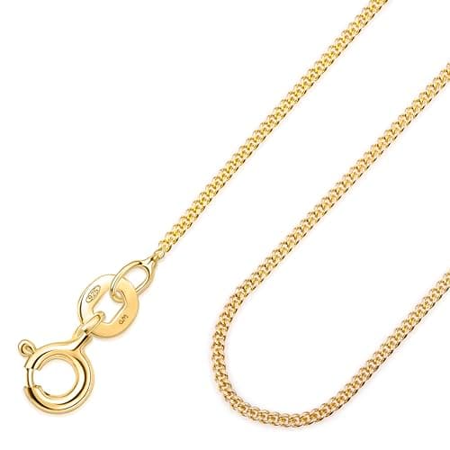 Image of Amberta 18K Gold Plated on 925 Sterling Silver 1.05 mm Curb Chain Necklace Length 16" inch