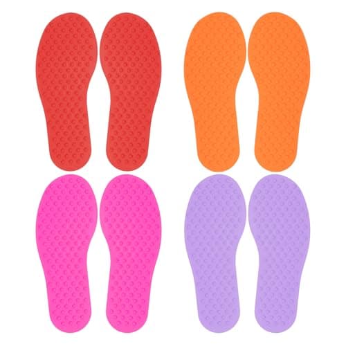 Image of PATIKIL Feet Markers for Classroom, 4 Pairs Plastic Floor Foot Shaped Non Slip Spots Carpet Markers for Education Preschool Children Teacher Supplies, Red/Orange/Pink/Purple