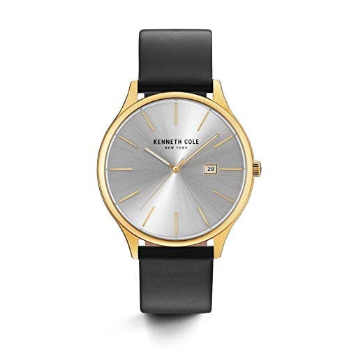 Image of Kenneth Cole New York Men's 'Classic' Quartz Stainless Steel and Leather Dress Watch, Color:Black (Model: KC15096001)
