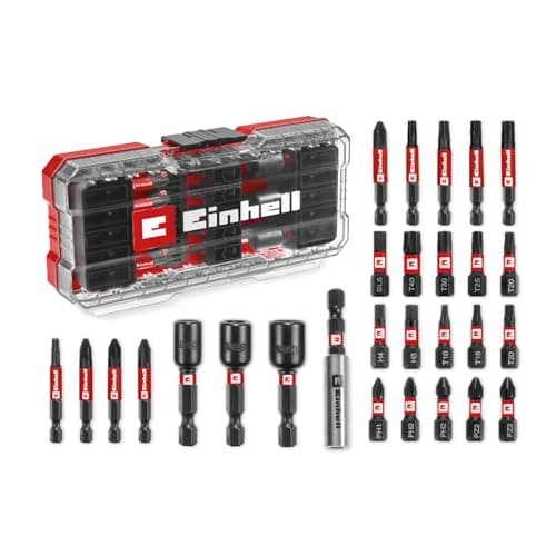 Image of Original Einhell S-CASE 28-piece impact-resistant bit set (25 mm bits, 50 mm bits, 60 mm bit holder, sockets incl. storage box)