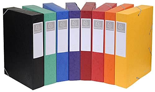 Image of Exacompta - Ref 19500H - Cartobox Pressboard Filing Box - 25 x 33cm, Suitable for A4 Documents, Elastic Straps on 2 Corners, 50mm Spine, FSC-Certified - Assorted Colours (Pack of 10)
