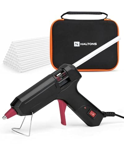 Image of Haltons Hot Glue Gun, 20W Safe Electric Gun with 50 Melt Glue Sticks (150mm x 7mm), Perfect for DIY, Arts, Crafts and Repair, Compatible with Wood, Glass, Metal, Plastic & Fabric (Black)