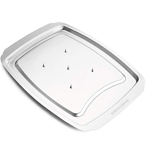 Image of andrew james Stainless Steel Meat Carving Tray with Spikes Non-Slip Grip, Heavy-Duty Carving Board for Meat, Poultry & BBQ – Includes Safety Guards & Lipped Rim (Carving Tray)