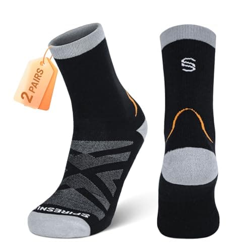 Image of SPIRESNUG 2-Pack Coolmax Hiking Socks for Men & Women - Moisture-Wicking, Anti-Blister & Odor Control for Running, Trekking, Black, Small