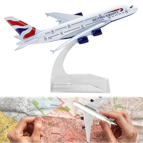 Image of Dongnesi A380 Model Plane Model 1/400,Airbus A380 Model,British Airways Model Plane for Aviation Enthusiast Gift or Display Decorations(14cm,5.5 inches Long)