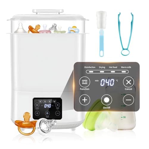 Image of Baby Bottle Steriliser and Dryer, cupeohome 4-in-1 Auto Bottle Steriliser and Dryer with Digital LED, Electric Steam Bottle Sanitizer for Baby Stuff, Baby Bottles, Breast Pump Accessories, Milk Warmer
