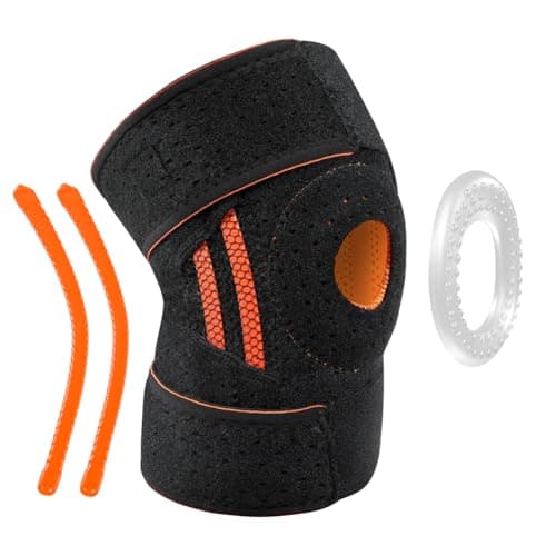 Image of Fefod Knee Support Brace for Men and Women with Patella Gel Pad, Adjustable Compression Knee Patellar Tendon Support Brace with Side Stabilizers, Knee Supports for Arthritis, Meniscus Tear, ACL, MCL