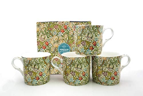 Image of fine Bone China Golden Lily Set of 4 Gift Set Mugs
