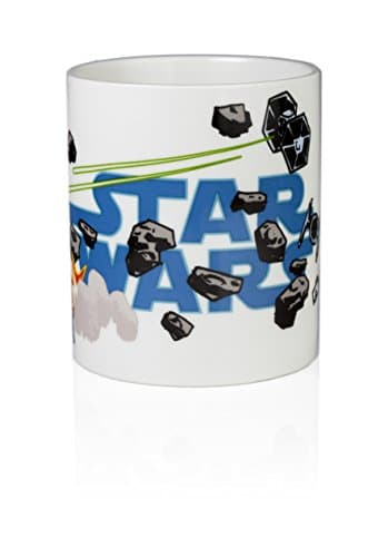 Image of Star Wars Millennium Falcon/Tie Fighter and X-Wing Ceramic Printed Mug, White, 11 oz