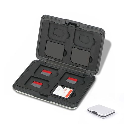 Image of Jaimela 16 Slots Memory Card Case, for 8 Micro SD SDXC SDHC + 8 SD SDXC SDHC, Waterproof Shock Resistant (Silver)