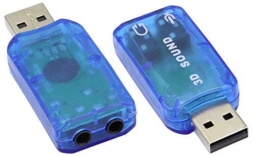 Image of zdyCGTime External 5.1 USB Stereo Sound Card,USB 2.0 to 3D Virtual 5.1 Channel Audio Adapter,With 3.5mm Mic-in and Audio-Out ports,Compatible With Windows and Mac,PC,Notebook.(2 Pack/Blue)