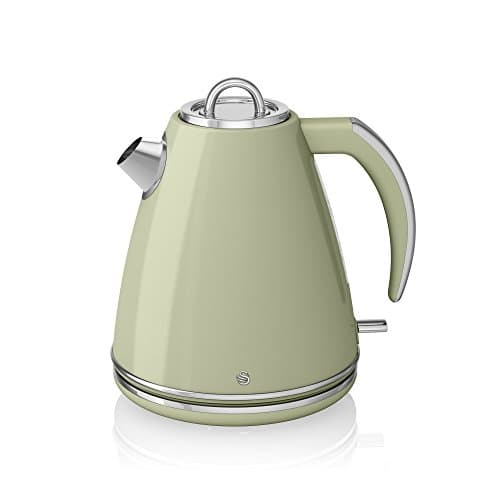 Image of Swan SK24030GN Retro Jug Kettle, Cordless Design, Stainless Steel, 3kW, 1.5 Litre, Green