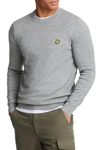 Image of Lyle & Scott Mid Knits Cotton Merino Crew Neck Jumper T28 Mid Grey Marl, L