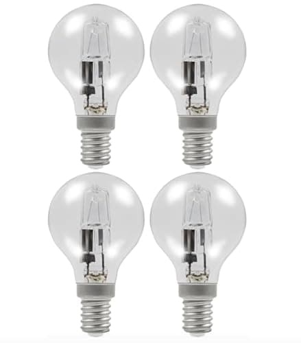 Image of 4 Pack 18W =(25W) G45 Eco Classic Golf Ball Bulbs, SES E14 Small Edison Screw Traditional, Dimmable 210Lm 2700K Warm White, AC 230V Mini Globe Clear Round for Chandeliers, Lamps, Wall Lights, Pendants