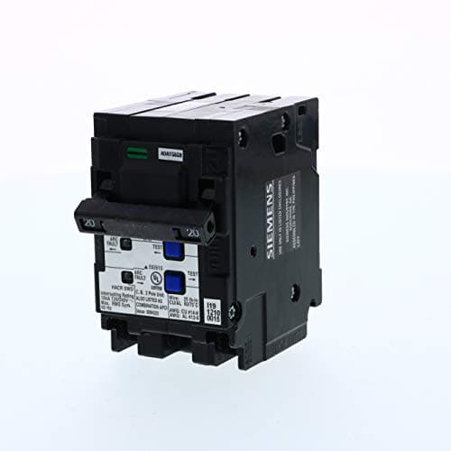 Image of Siemens Q220AFCN 20 Amp 2-Pole Combination Type AFCI Plug-On Neutral Circuit Breaker, Black