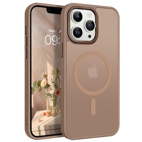 Image of GaoBao for iPhone 13 Pro Case,[Compatible with MagSafe] Slim Fit Magnetic Phone Case Women Men Girls Classic Translucent Matte Back Thin Shockproof Protective Case Cover for iPhone 13 Pro 6.1",Brown