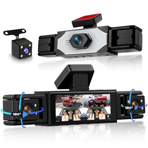 Image of Rimoody 4 Channel Dash Cam 3.16 Inch IPS Display 1080P Front + 3 * 480P 360° Full View, 24-Hour Parking Monitoring Loop Recording Night Vision Motion Detection Reversing Assist 4 Camera Dashcam
