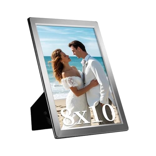 Image of Silver Plated Photo Frames Picture Frame,Glossy Finish Metal Frame,Real Glass Window and Tarnish Protected for Wedding Picture or Family Photos (Silver, 10x8,1 Pack)